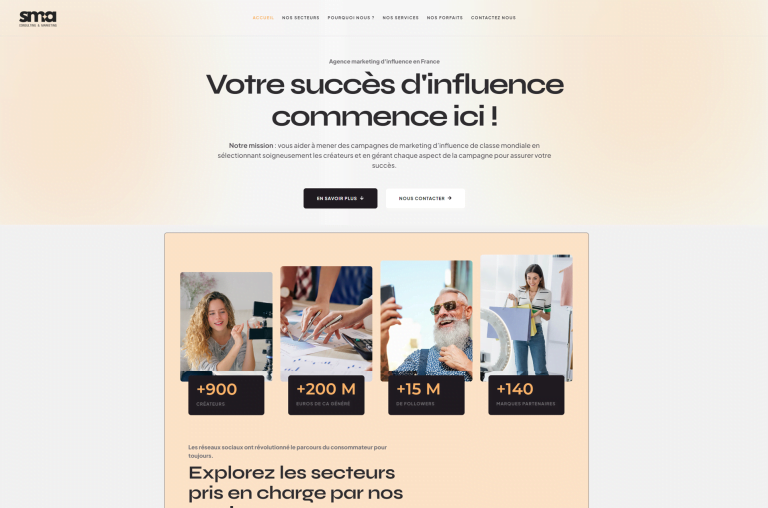 Accueil 15 webild - Mockup site web Accueil SMAmarketing