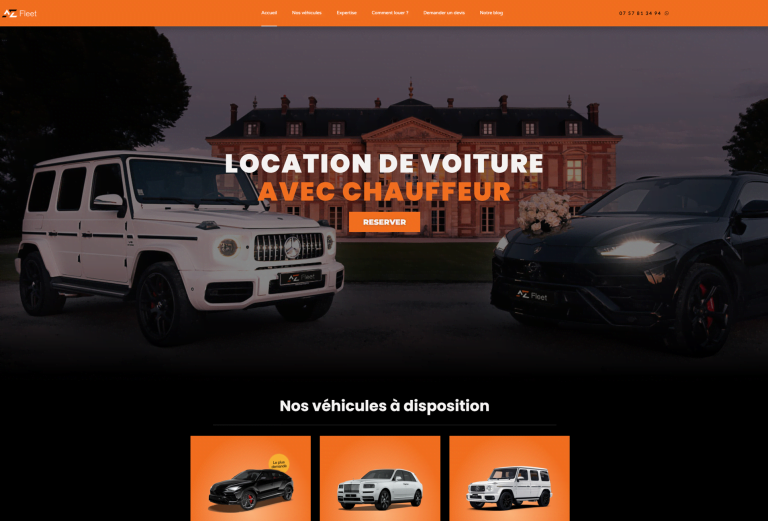 Accueil 16 webild - Mockup site web Accueil Az fleet