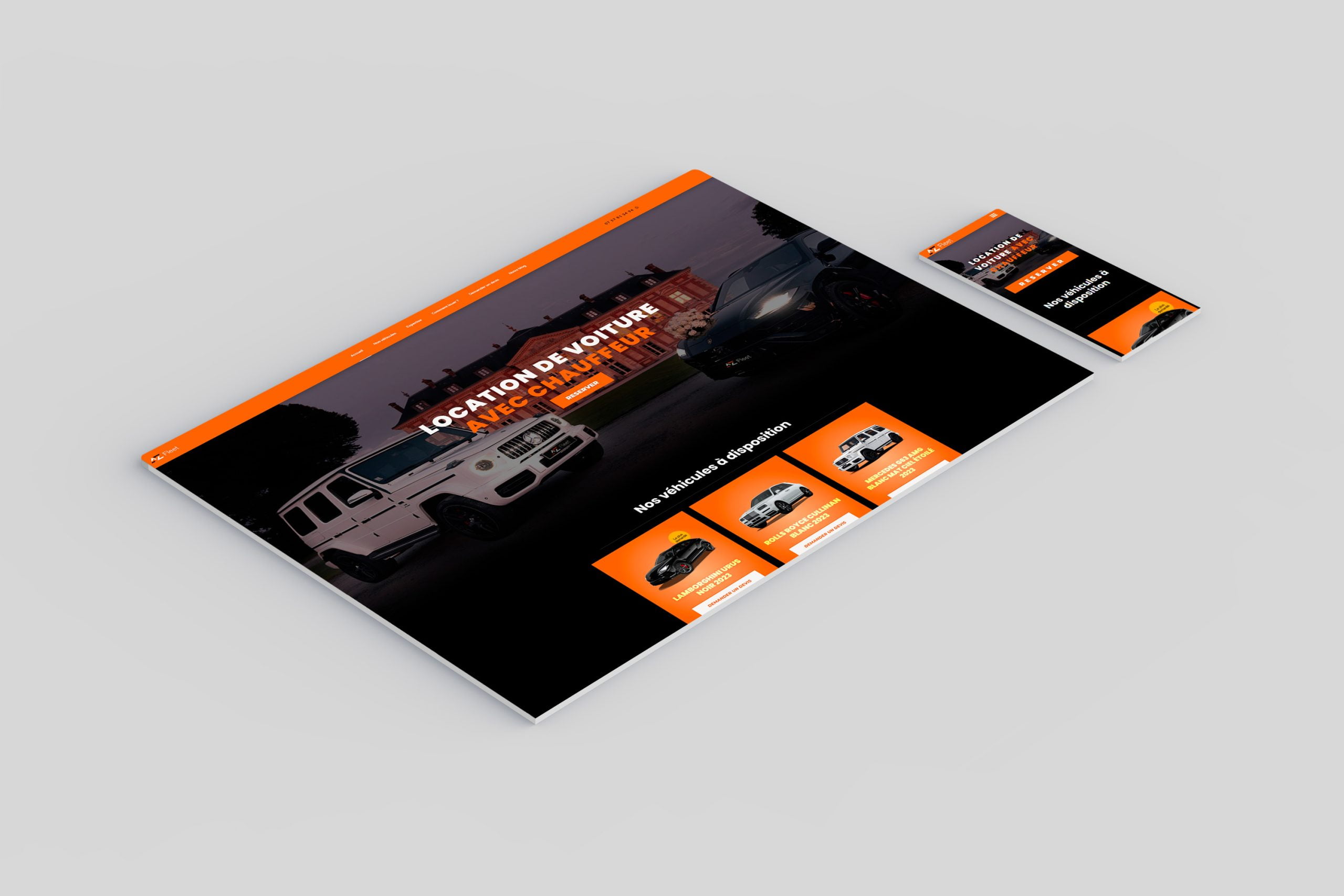 Projet Location de voitures Az-Fleet 1 webild – Projet Az fleet mockup site web #1